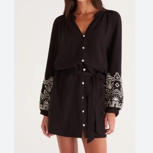 Z SUPPLY MALIA EMBROIDERED MINI DRESS NWT medium /Black